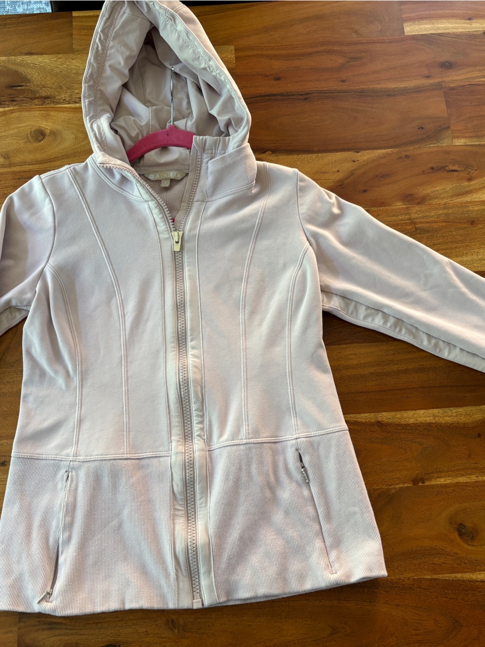 Athleta Light Pink Zip Hoodie Jacket - Size Small